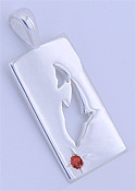 Matey Sea Animals Silver Treasure Hunt Dolphin Pendant Garnet
