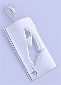 Matey Sea Animals Silver Treasure Hunt Dolphin Pendant Aquamarine
