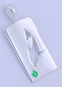 Matey Sea Animals Silver Treasure Hunt Dolphin Pendant Emerald