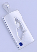 Matey Mrine Silver Treasure Hunt Dolphin Pendant Sapphire Gem