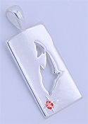 Matey Mrine Silver Treasure Hunt Dolphin Pendant Pink Tourmaline Gem