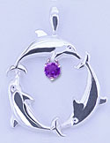 Matey Sea Animals Silver Triangle Dolphin Pendant Amesyst