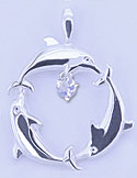 Matey Sea Animals Silver Triangle Dolphin Pendant Blue Moonstone
