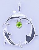 Matey Mrine Silver Triangle Dolphin Pendant Peridot