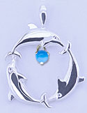 Matey Mrine Silver Triangle Dolphin Pendant December Birthston Turquoise