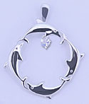 Matey Sea Animals Silver Square Dolphin Pendant Blue Moonstone