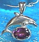 Matey Sea Animals Silver Small Dolphin Pendantt Amesyst