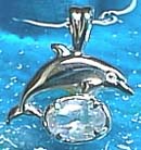 Matey Sea Animals Silver Small Dolphin Pendant Blue Moonstone