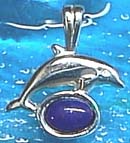 Matey Mrine Silver Small Dolphin Pendant Lapis-Lazuli Gem