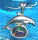 Matey Mrine Silver Small Dolphin Pendant Opal Gem
