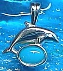 Matey Mrine Silver Small Dolphin Pendant December Birthston Turquoise