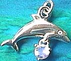Matey Sea Animals Silver Swing Stone Dolphin Pendant Blue Moonstone