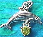 Matey Mrine Silver Swing Stone Dolphin Pendant Peridot