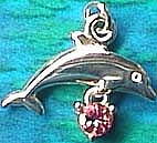 Matey Mrine Silver Swing Stone Dolphin Pendant Pink Tourmaline Gem