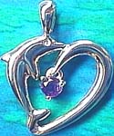 Matey Silver Wave Dolphin Pendant Amesyst