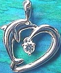 Matey Silver Wave Dolphin Pendant Aquamarine