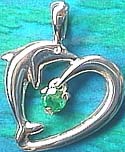 Matey Silver Wave Dolphin Pendant Emerald