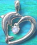 Matey Silver Wave Dolphin Pendant Blue Moonstone