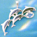 Matey Sea Animals Silver Link Dolphin Pendant Blue Moonstone
