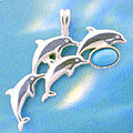 Matey Mrine Silver Link Dolphin Pendant December Birthston Turquoise