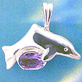 Matey Sea Animals Silver Hold Stone Dolphin Pendantt Amesyst
