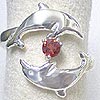 Matey Sea Animals Silver Love In Stone Dolphin Ring Garnet