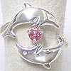 Matey Mrine Silver Lovers Dolphin Ring Pink Tourmaline Gem