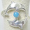 Matey Mrine Silver Lovers Dolphin Ring December Birthston Turquoise