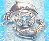 Matey Sea Animals Silver Lovers Dolphin Ring Aquamarine