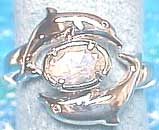 Matey Sea Animals Silver Lovers Dolphin Ring Blue Moonstone