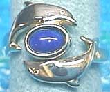 Matey Mrine Silver Lovers Dolphin Ring Lapis-Lazuli Gem