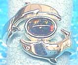 Matey Mrine Silver Lovers Dolphin Ring Opal Gem