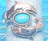 Matey Mrine Silver Lovers Dolphin Ring December Birthston Turquoise