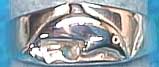 Matey Sea Animals Silver Emboss Dolphin Ring Aquamarine