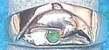 Matey Sea Animals Silver Emboss Dolphin Ring Emerald