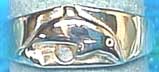 Matey Sea Animals Silver Emboss Dolphin Ring Blue Moonstone