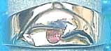 Matey Mrine Silver Emboss Dolphin Ring Pink Tourmaline Gem