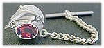 Matey Sea Animals Silver Pin Brooch & Tai Tack Dolphin Garnet