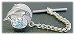 Matey Sea Animals Silver Pin Brooch & Tai Tack Dolphin Aquamarine