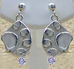 Matey Dog Silver Earring (Drop Stads) Aquamarine
